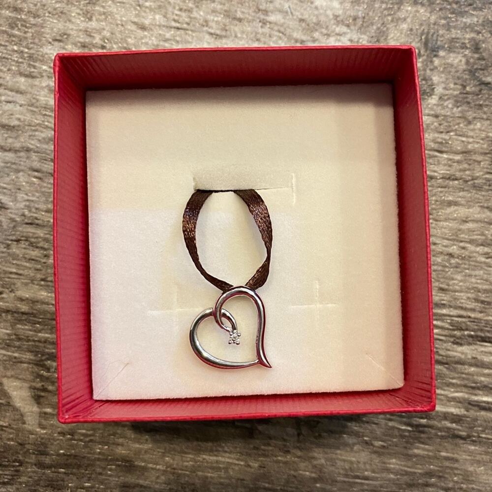 Angara Sterling Silver Diamond Heart Pendant NWT - Picture 2 of 10